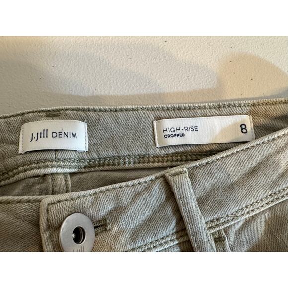 J. Jill jeans high rise cuffed cropped light sage green stretch denim Sz 8 - Picture 7 of 10